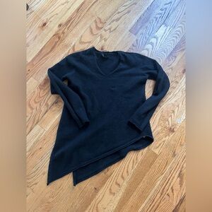 Escada Black Cashmere V-Neck Minimalist Asymmetric Sweater S